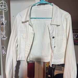 Cropped fringe denim jacket